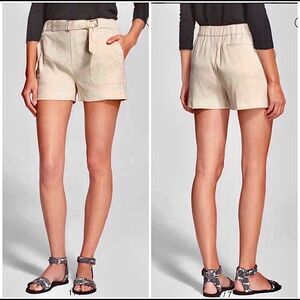 Vince linen blend belted shorts soft khaki beige L